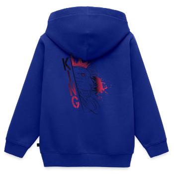 Sketch trash lion - KING - Sweat Premium à capuche zippé enfant bio - bleu roi - Dos - AI Model Kid Male (0cm)