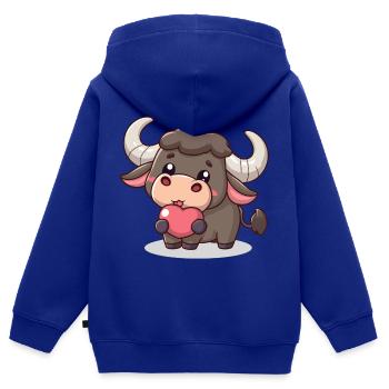 STIER WIDDER STERNZEICHEN LIEBE HERZ VALENTINSTAG - Kinder Premium Organic Zip Hoodie - Royalblau - Hinten - AI Model Kid Male (0cm)