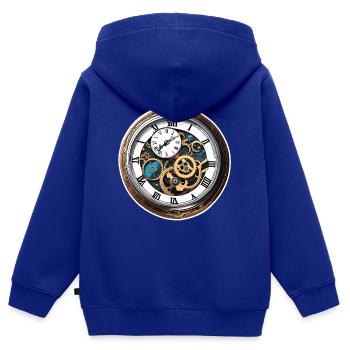 Uhr / Uhrwerk / Uhrzeit / Zeiger / Zeit / Antik - Kinder Premium Organic Zip Hoodie - Royalblau - Hinten - AI Model Kid Male (0cm)