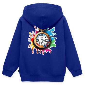 Uhr / Uhrwerk / Uhrzeit / Zeiger / Zeit / Antik - Kinder Premium Organic Zip Hoodie - Royalblau - Hinten - AI Model Kid Male (0cm)