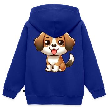 HUND BEAGLE CHIBI BABY WELPE SCHLAPPOHR TIERLIEBE - Kinder Premium Organic Zip Hoodie - Royalblau - Hinten - AI Model Kid Male (0cm)