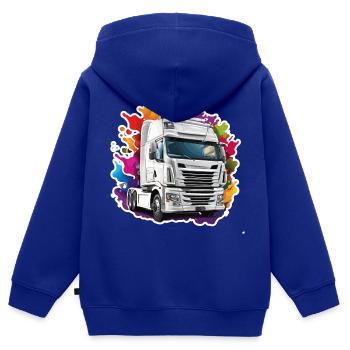 Truck / LKW / Lastfahrzeug / Fracht / Straße - Kinder Premium Organic Zip Hoodie - Royalblau - Hinten - AI Model Kid Male (0cm)