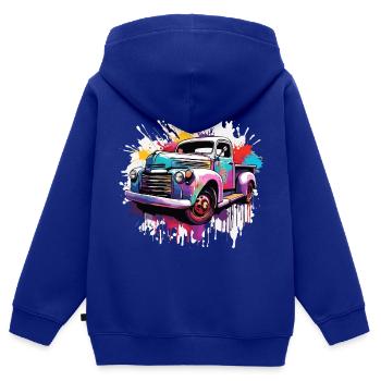 Truck / LKW / Lastfahrzeug / Fracht / Straße - Kinder Premium Organic Zip Hoodie - Royalblau - Hinten - AI Model Kid Male (0cm)
