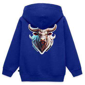 Stier / Bulle / Tier / Hörner / Stierkampf - Kinder Premium Organic Zip Hoodie - Royalblau - Hinten - AI Model Kid Male (0cm)