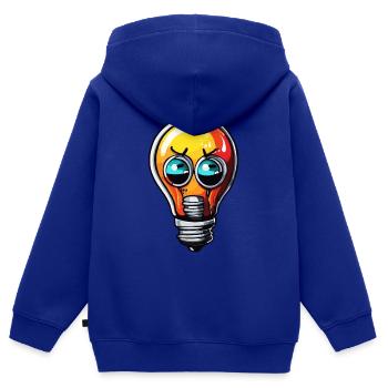 Ampoule / Ampoule / Luminosité / Lumière - Sweat Premium à capuche zippé enfant bio - bleu roi - Dos - AI Model Kid Male (0cm)