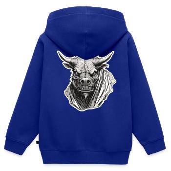 Stier / Bulle / Tier / Hörner / Stierkampf - Kinder Premium Organic Zip Hoodie - Royalblau - Hinten - AI Model Kid Male (0cm)