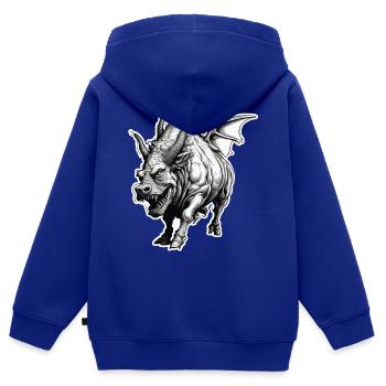 Stier / Bulle / Tier / Hörner / Stierkampf - Kinder Premium Organic Zip Hoodie - Royalblau - Hinten - AI Model Kid Male (0cm)