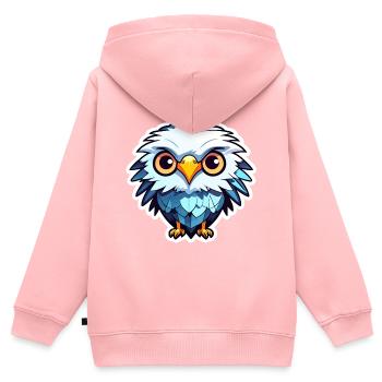 Dessin d’oiseau aigle - Sweat Premium à capuche zippé enfant bio - rose - Dos - AI Model Kid Female (0cm)