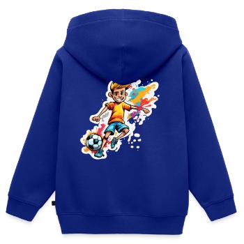 Fußballer / Fußball / Spielfeld / Mannschaft - Kinder Premium Organic Zip Hoodie - Royalblau - Hinten - AI Model Kid Male (0cm)