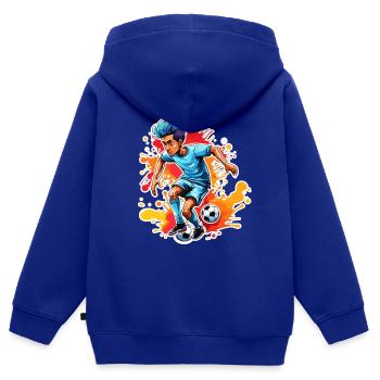 Fußballer / Fußball / Spielfeld / Mannschaft - Kinder Premium Organic Zip Hoodie - Royalblau - Hinten - AI Model Kid Male (0cm)