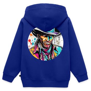 Cowboy / Wilde Westen / Wüste / Lasso / Rodeo - Kinder Premium Organic Zip Hoodie - Royalblau - Hinten - AI Model Kid Male (0cm)