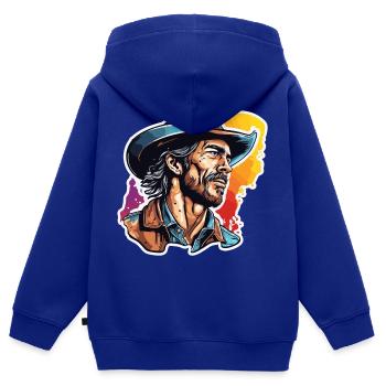 Cowboy / Wilde Westen / Wüste / Lasso / Rodeo - Kinder Premium Organic Zip Hoodie - Royalblau - Hinten - AI Model Kid Male (0cm)