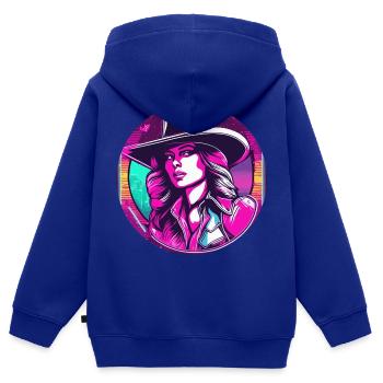 Cow Girl / Wilde Westen / Wüste / Lasso / Rodeo - Kinder Premium Organic Zip Hoodie - Royalblau - Hinten - AI Model Kid Male (0cm)