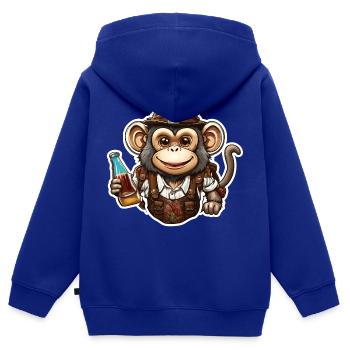 Lederhosen / Animal / Costume traditionnel / Tradition / Singe - Sweat Premium à capuche zippé enfant bio - bleu roi - Dos - AI Model Kid Male (0cm)