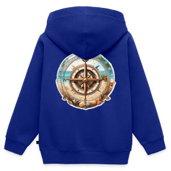 Boussole / Direction cardinale / Voyage / Survie - Sweat Premium à capuche zippé enfant bio - bleu roi - Dos - AI Model Kid Male (0cm)