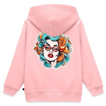 teuflische Frau / blut / Gothic / Heavy Metal - Kinder Premium Organic Zip Hoodie - Rosa - Hinten - AI Model Kid Female (0cm)