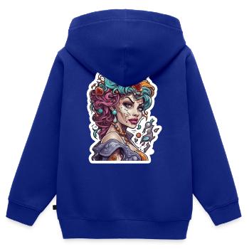 teuflische Frau / blut / Gothic / Heavy Metal - Kinder Premium Organic Zip Hoodie - Royalblau - Hinten - AI Model Kid Male (0cm)