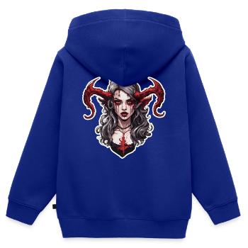 teuflische Frau / blut / Gothic / Heavy Metal - Kinder Premium Organic Zip Hoodie - Royalblau - Hinten - AI Model Kid Male (0cm)