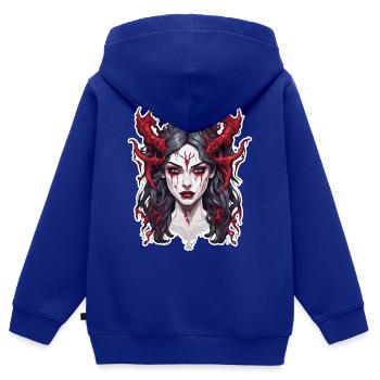 teuflische Frau / blut / Gothic / Heavy Metal - Kinder Premium Organic Zip Hoodie - Royalblau - Hinten - AI Model Kid Male (0cm)