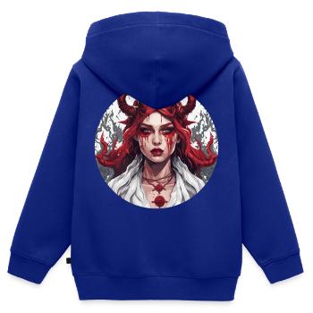 teuflische Frau / blut / Gothic / Heavy Metal - Kinder Premium Organic Zip Hoodie - Royalblau - Hinten - AI Model Kid Male (0cm)