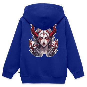 teuflische Frau / blut / Gothic / Heavy Metal - Kinder Premium Organic Zip Hoodie - Royalblau - Hinten - AI Model Kid Male (0cm)