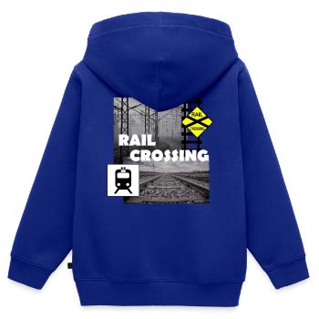 RAIL CROSSING - Kids Premium Organic Zip-up Hoodie - royal blue - Back - AI Model Kid Male (0cm)