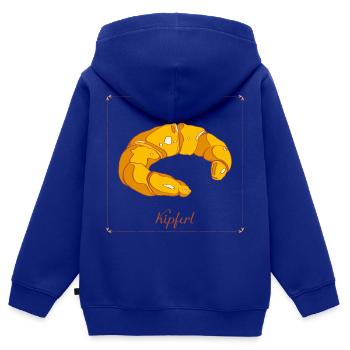 Croissants pour le petit-déjeuner croustillants, élégants et sucrés - Sweat Premium à capuche zippé enfant bio - bleu roi - Dos - AI Model Kid Male (0cm)