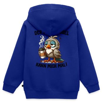 DER FRÜHE VOGEL KANN MICH MAL! KAFFEE TASSE SPRUCH - Kinder Premium Organic Zip Hoodie - Royalblau - Hinten - AI Model Kid Male (0cm)