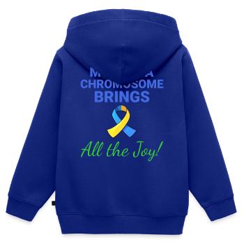 Down-Syndrom-Bewusstsein Joyful Extra Chromosom - Kinder Premium Organic Zip Hoodie - Royalblau - Hinten - AI Model Kid Male (0cm)
