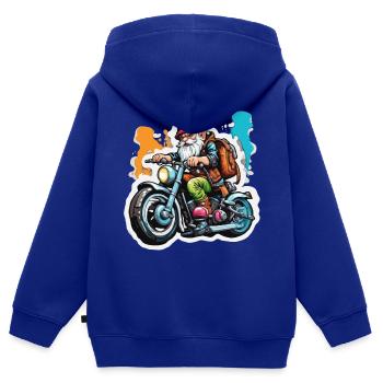 Nain de jardin / Fairyland / Leprechaun / Gnome / Logo - Sweat Premium à capuche zippé enfant bio - bleu roi - Dos - AI Model Kid Male (0cm)