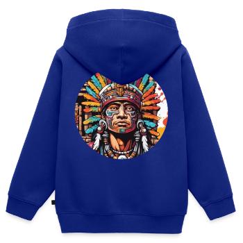 Maya / Haute Culture / Pérou / Calendrier Maya / Motif - Sweat Premium à capuche zippé enfant bio - bleu roi - Dos - AI Model Kid Male (0cm)