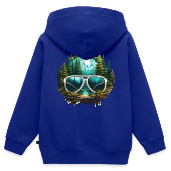 Sonnenbrille / Reflektion / Wald / Spiegelung - Kinder Premium Organic Zip Hoodie - Royalblau - Hinten - AI Model Kid Male (0cm)
