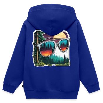 Sonnenbrille / Reflektion / Wald / Spiegelung - Kinder Premium Organic Zip Hoodie - Royalblau - Hinten - AI Model Kid Male (0cm)