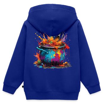 Kochtopf / Hexenkessel / Halloween / Zauberei - Kinder Premium Organic Zip Hoodie - Royalblau - Hinten - AI Model Kid Male (0cm)