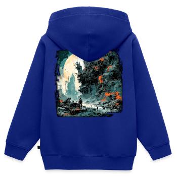 Apocalypse / Doomsday / Destruction / Anarchy - Kids Premium Organic Zip-up Hoodie - royal blue - Back - AI Model Kid Male (0cm)