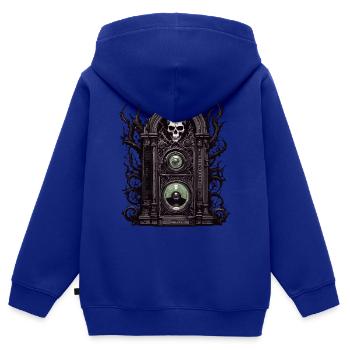 Radio / Analogique / Musique / Fréquence / Haut-parleurs - Sweat Premium à capuche zippé enfant bio - bleu roi - Dos - AI Model Kid Male (0cm)