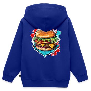 Burger / Fastfood / Essen / Brötchen / Rindfleisch - Kinder Premium Organic Zip Hoodie - Royalblau - Hinten - AI Model Kid Male (0cm)