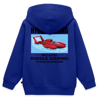 Wasserflugzeug Boot Rennen Humor Pfütze Springen Lustig - Kinder Premium Organic Zip Hoodie - Royalblau - Hinten - AI Model Kid Male (0cm)