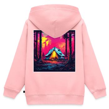 Wald / Wild / Zelt / Wildnis / Bäume / Life - Kinder Premium Organic Zip Hoodie - Rosa - Hinten - AI Model Kid Female (0cm)