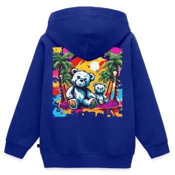 Teddybär / Kuscheltier / Stofftier / Geschenkidee - Kinder Premium Organic Zip Hoodie - Royalblau - Hinten - AI Model Kid Male (0cm)