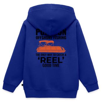Pontonboot Motorboot Hochseefischen Lustig - Kinder Premium Organic Zip Hoodie - Royalblau - Hinten - AI Model Kid Male (0cm)