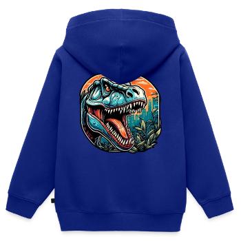 Dinosaure / Animal / Préhistorique / Reptile / Garçons - Sweat Premium à capuche zippé enfant bio - bleu roi - Dos - AI Model Kid Male (0cm)