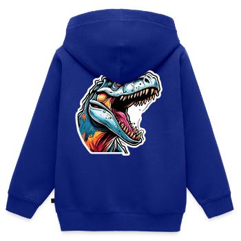 Dinosaure / Animal / Préhistorique / Reptile / Garçons - Sweat Premium à capuche zippé enfant bio - bleu roi - Dos - AI Model Kid Male (0cm)