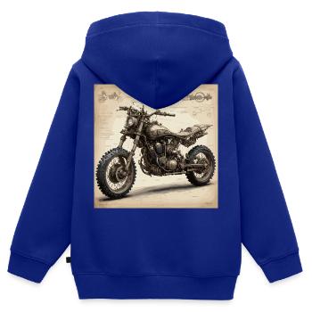 Bauplan / Sepia / Vintage / Retro / Cross - Kinder Premium Organic Zip Hoodie - Royalblau - Hinten - AI Model Kid Male (0cm)