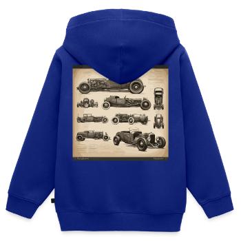 Bauplan / Sepia / Vintage / Retro / Old Timer - Kinder Premium Organic Zip Hoodie - Royalblau - Hinten - AI Model Kid Male (0cm)