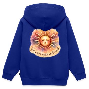 Illumine le monde - Sweat Premium à capuche zippé enfant bio - bleu roi - Dos - AI Model Kid Male (0cm)