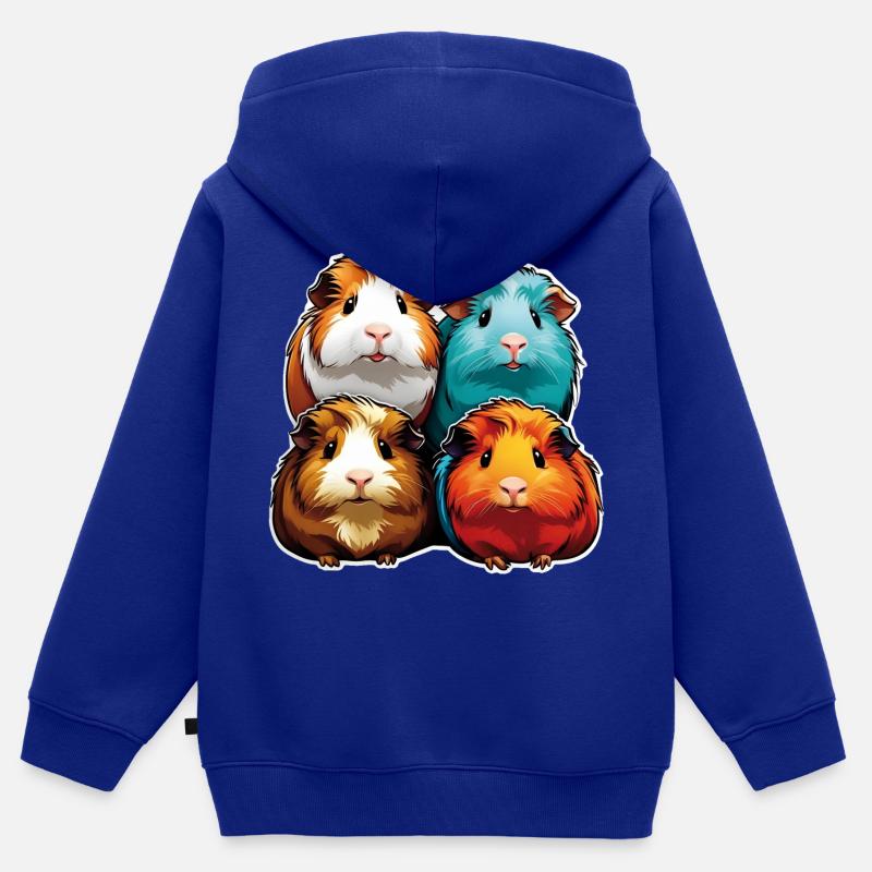 Quatre mignons cochons d’Inde - Sweat Premium à capuche zippé enfant bio - bleu roi