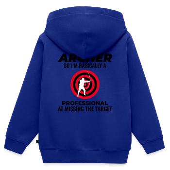 Bogenschießen Ziele Bogenschütze Bullseye Schießsport - Kinder Premium Organic Zip Hoodie - Royalblau - Hinten - AI Model Kid Male (0cm)