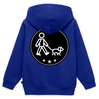 Chien promenant le chien - Sweat Premium à capuche zippé enfant bio - bleu roi - Dos - AI Model Kid Male (0cm)