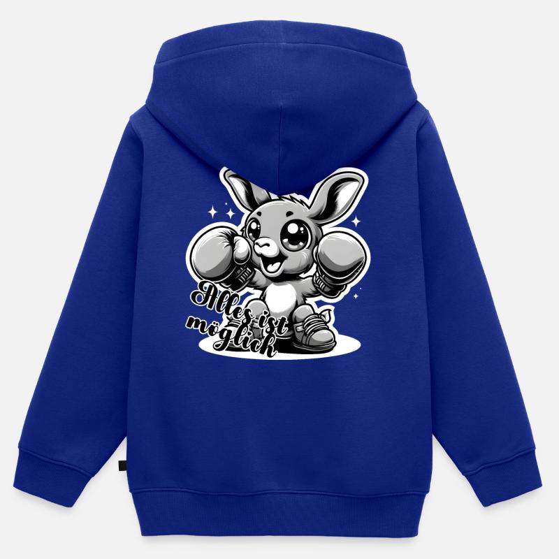 Courage Rabbit : Tout est possible - Sweat Premium à capuche zippé enfant bio - bleu roi